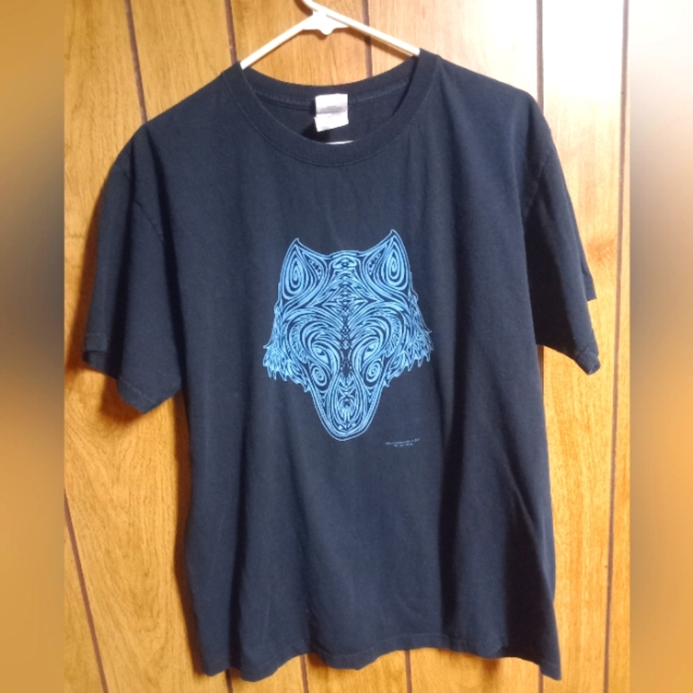 Tribal Wolf in Blue, Artist Ray VanTilburg Short-Sleeve Unisex T-Shirt